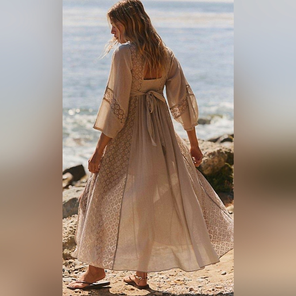 Free People Starlight Maxi Dress in Morning Oat - Picture 3 of 16
